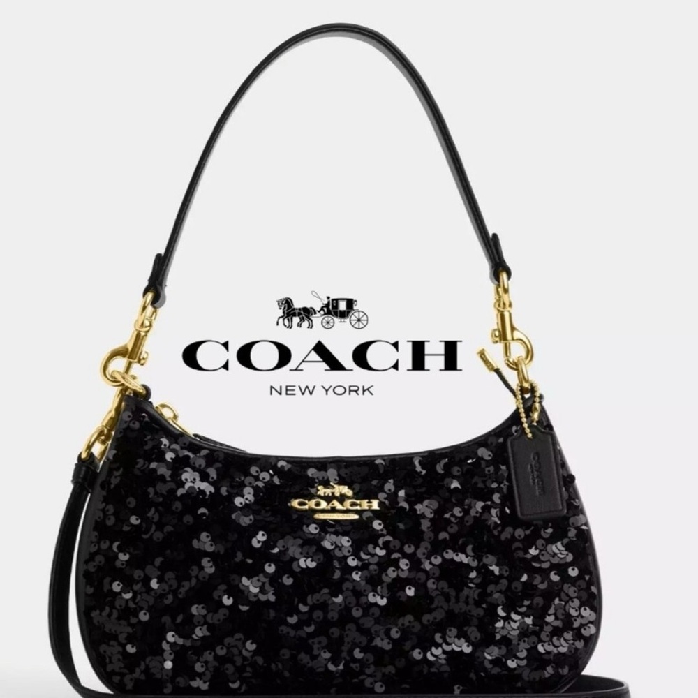 Coach Black Sequin Shoulder Bag